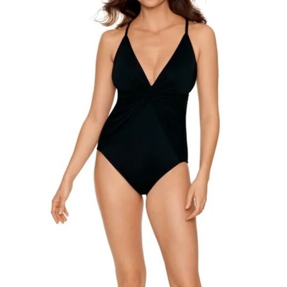 Time and Tru Women's and Women's  Twist Knot One Piece Swimsuit size M NWT - Picture 1 of 7